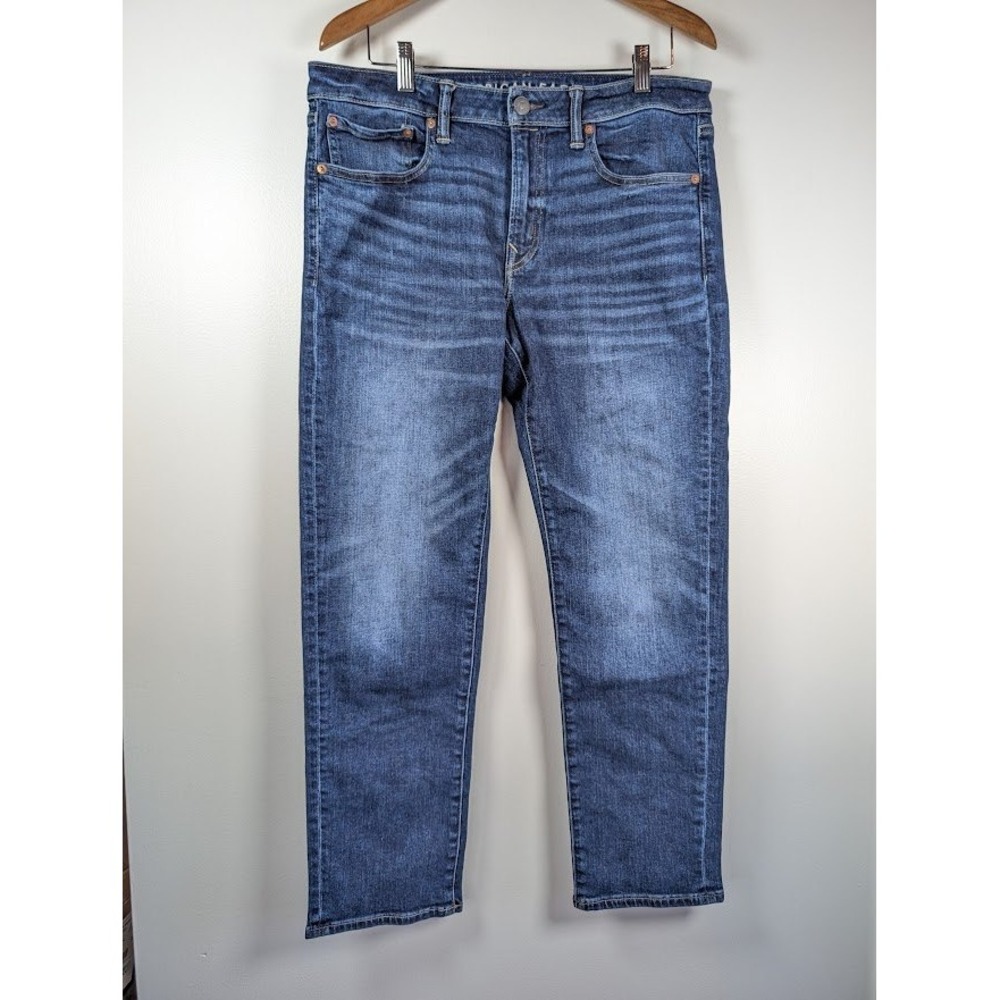 American Eagle Slim Straight Jeans Mens 34x30 Airflex+ Stretch Denim Medium Wash